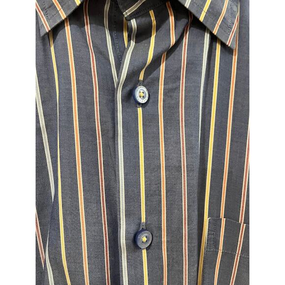 VTG Robert Talbott Shirt Blue Stripe Button Down Dress XL - Picture 3 of 5